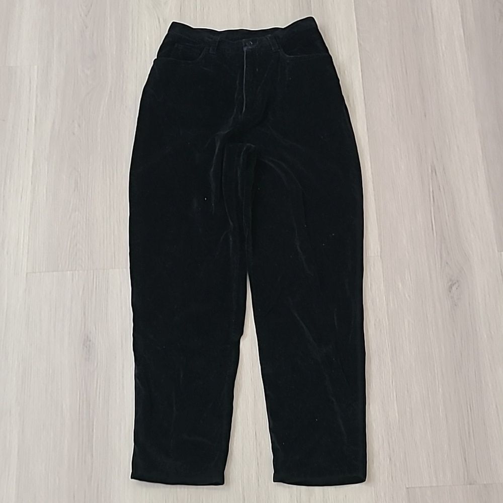 Lauren Ralph Lauren Blue Navy Wide Leg Pants Velvet Velour 6 Petite preppy